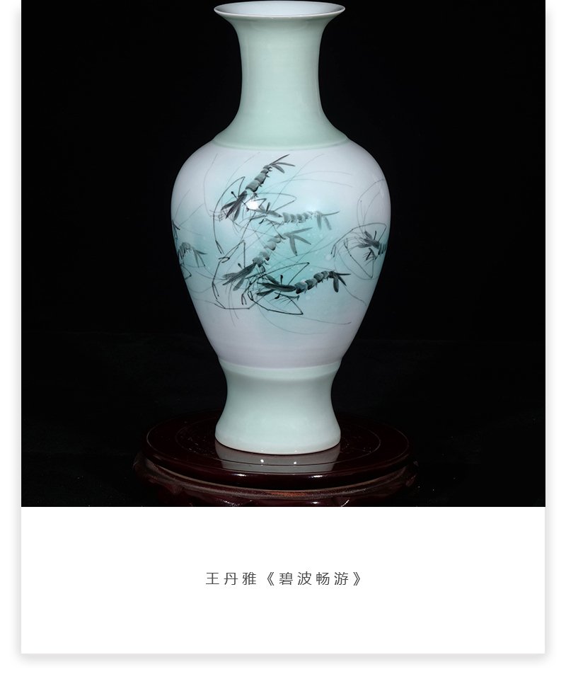 王丹雅《碧波畅游》江西省工艺美术师新彩瓷瓶景德镇