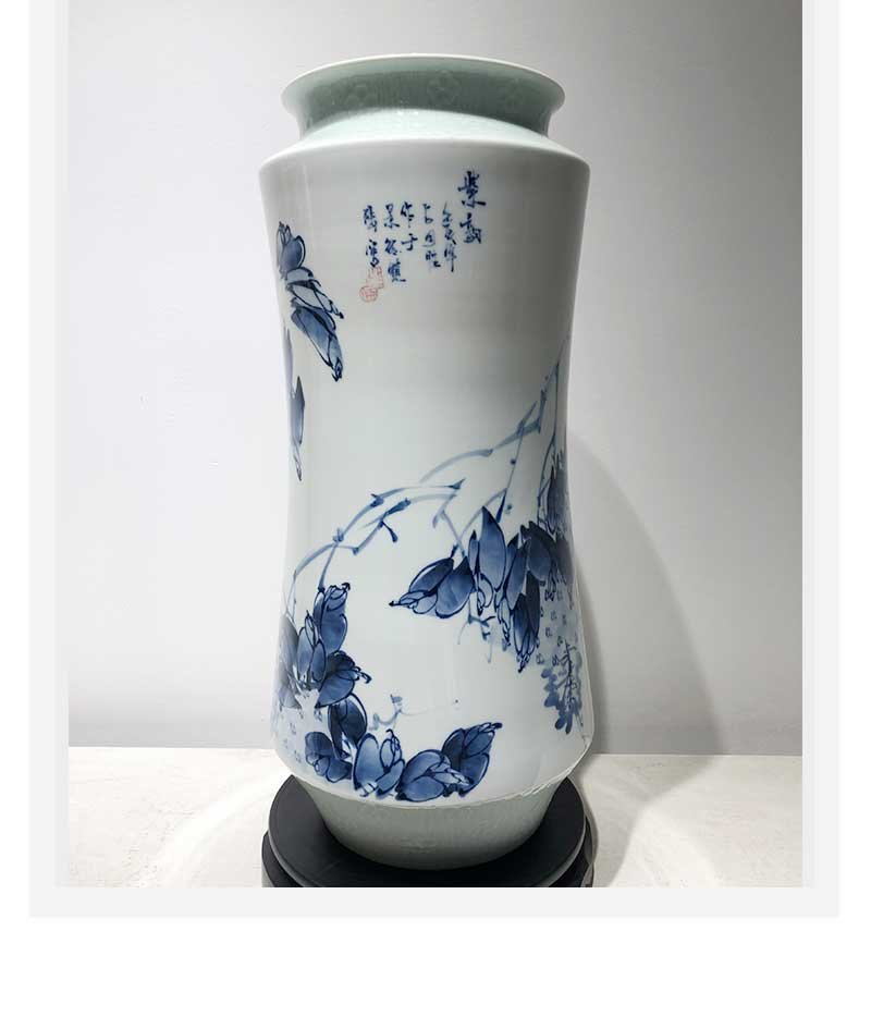 占国胜《紫韵》江西省高级工艺美术师青花瓷瓶景德镇