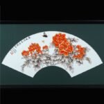 王丹雅《春风得意》江西省工艺美术师墨彩描金扇形瓷板景德镇 - 图片 4