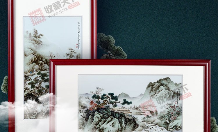 杨志龙《高山流水瓷画双绝》江西省工艺美术师景德镇粉彩瓷板套装