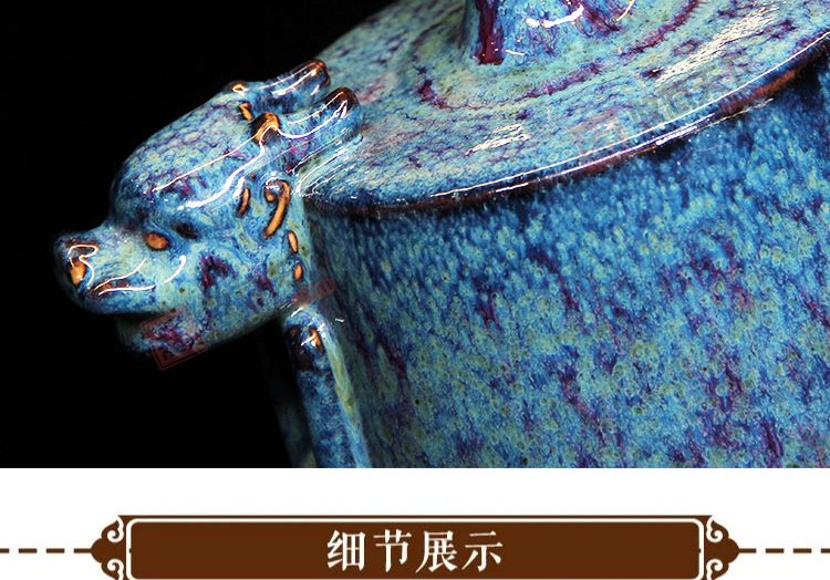 杨廷玺星空釉《祥龙双耳尊》河南陶瓷艺术大师钧瓷瓷瓶 对瓶