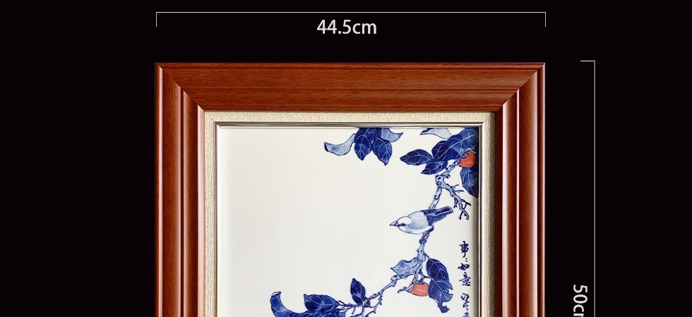 景德镇青花斗彩瓷板画《事事如意》