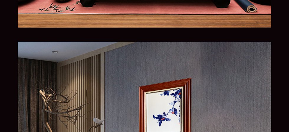 景德镇青花斗彩瓷板画《事事如意》