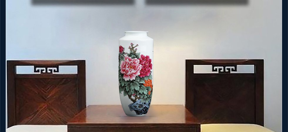 王丹雅《天香富贵》江西省工艺美术师新彩瓷瓶