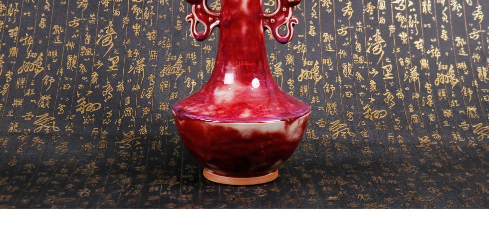 崔松伟钧红釉《福寿平安》河南省工艺美术大师 钧瓷瓷瓶 款式二高36cm