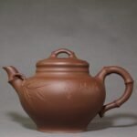Chinese Arts and Crafts Master Li Changhong Tall Bamboo Purple Clay Teapot Clear Bottom 600cc