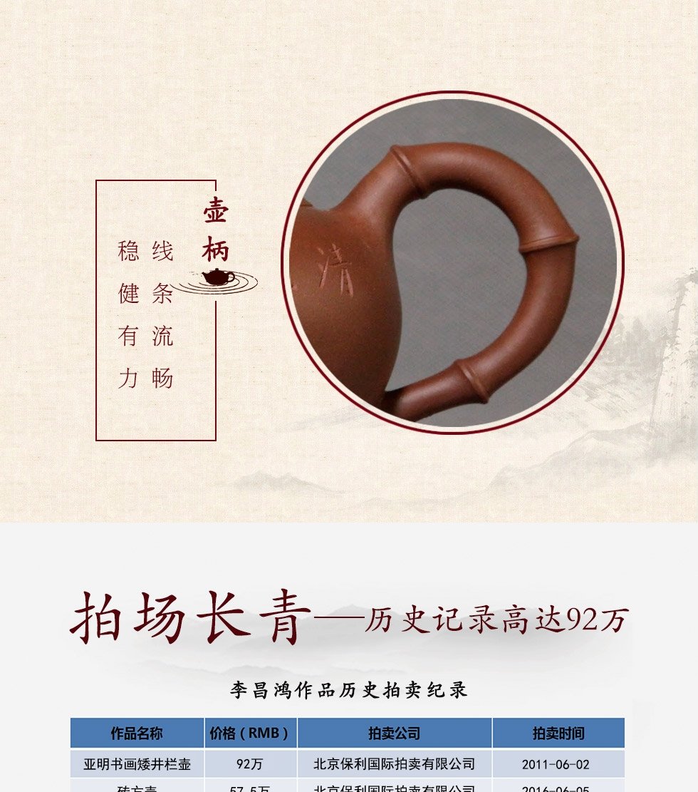 中国工艺美术大师李昌鸿  高竹紫砂壶 底槽清600cc