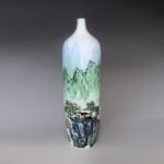 李冬明《绿水青山》教授级高级工艺美术师釉上彩瓷瓶