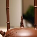 顾丽萍《竹影提梁》高级工艺美术师手工原矿老紫泥宜兴紫砂壶260cc - 图片 3