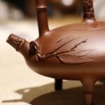 顾丽萍《竹影提梁》高级工艺美术师手工原矿老紫泥宜兴紫砂壶260cc - 图片 5