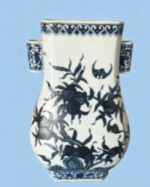 Square vase with Japanese horns and ears in four directions