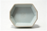 Green bean glaze printed lotus pattern hexagonal bottle with ears - Image 3