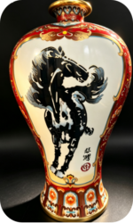《悲鸿双骏》景泰蓝赏瓶（一对）