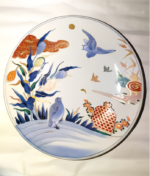 Qing Kangxi blue and white alum red gold plate